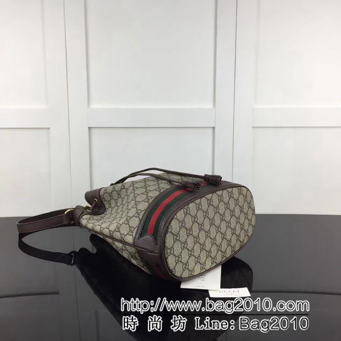 GUCCI古馳原單 新款專櫃品質高仿原單貨實物實拍540457 啡膠啡皮桶包 HY1142